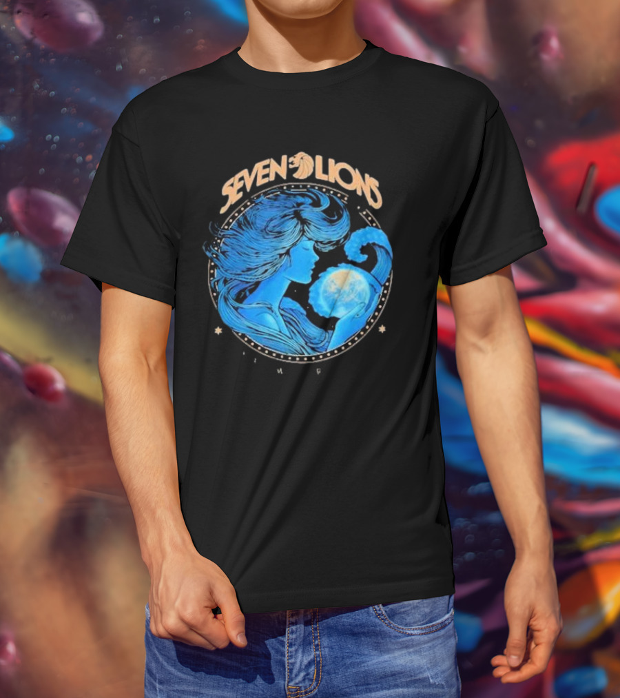 Seven Lions Worlds Apart Celestial Woman Holding Earth T-Shirt