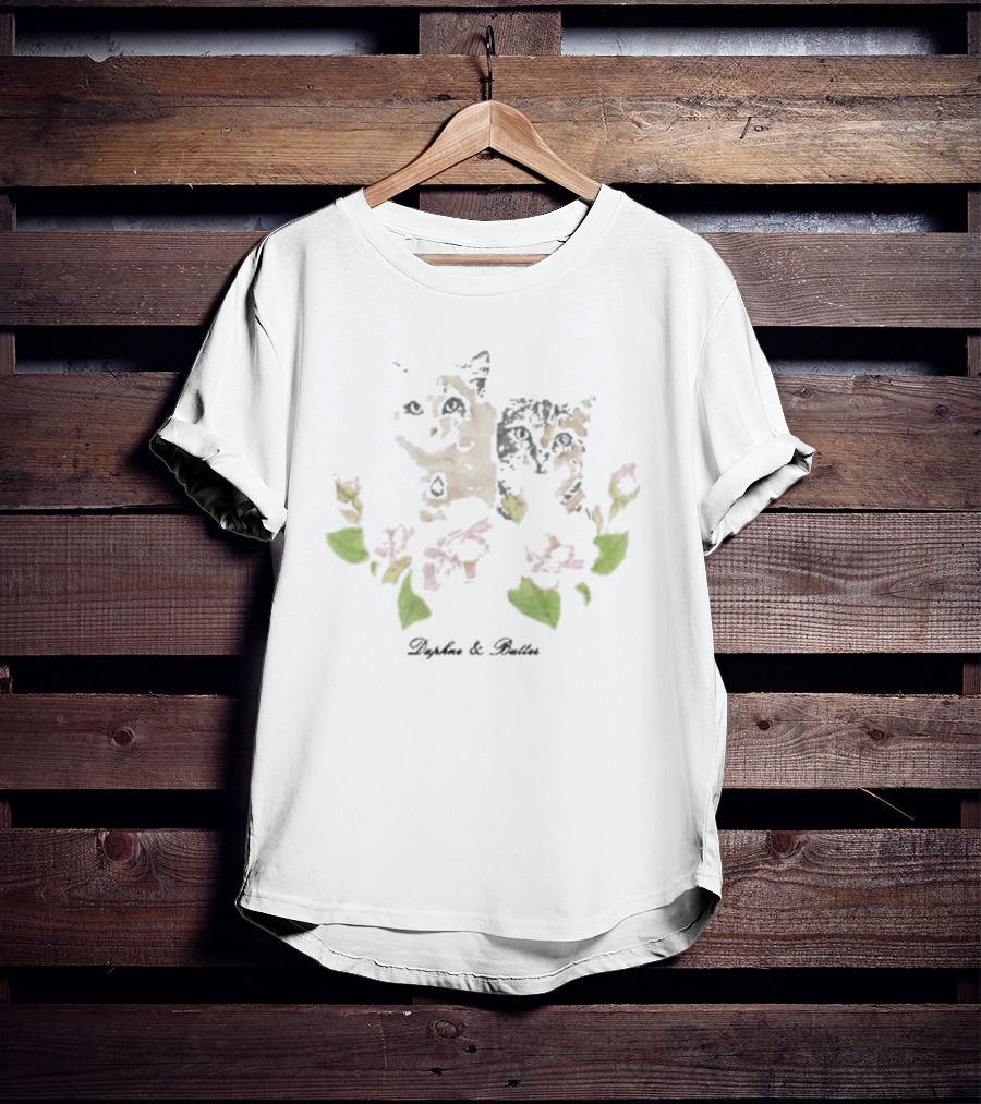 Daphne And Butter Kitty Surrounded By Delicate Flowers T-Shirt