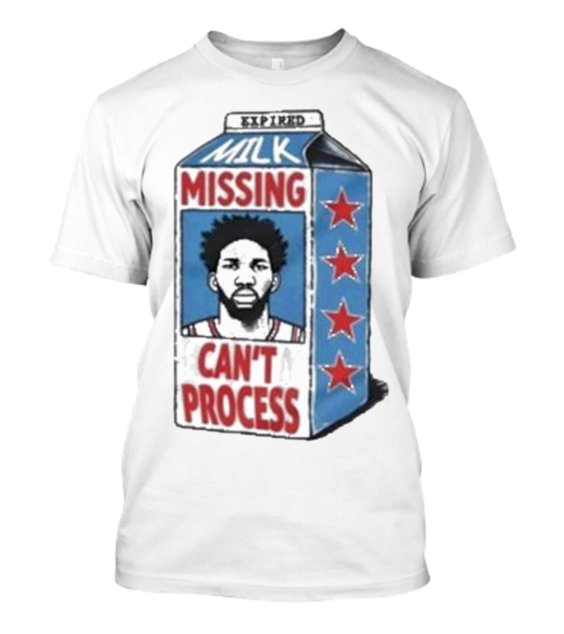 Joel Embiid Expired Milk Carton Missing Can't Process Philly Stars T-Shirt