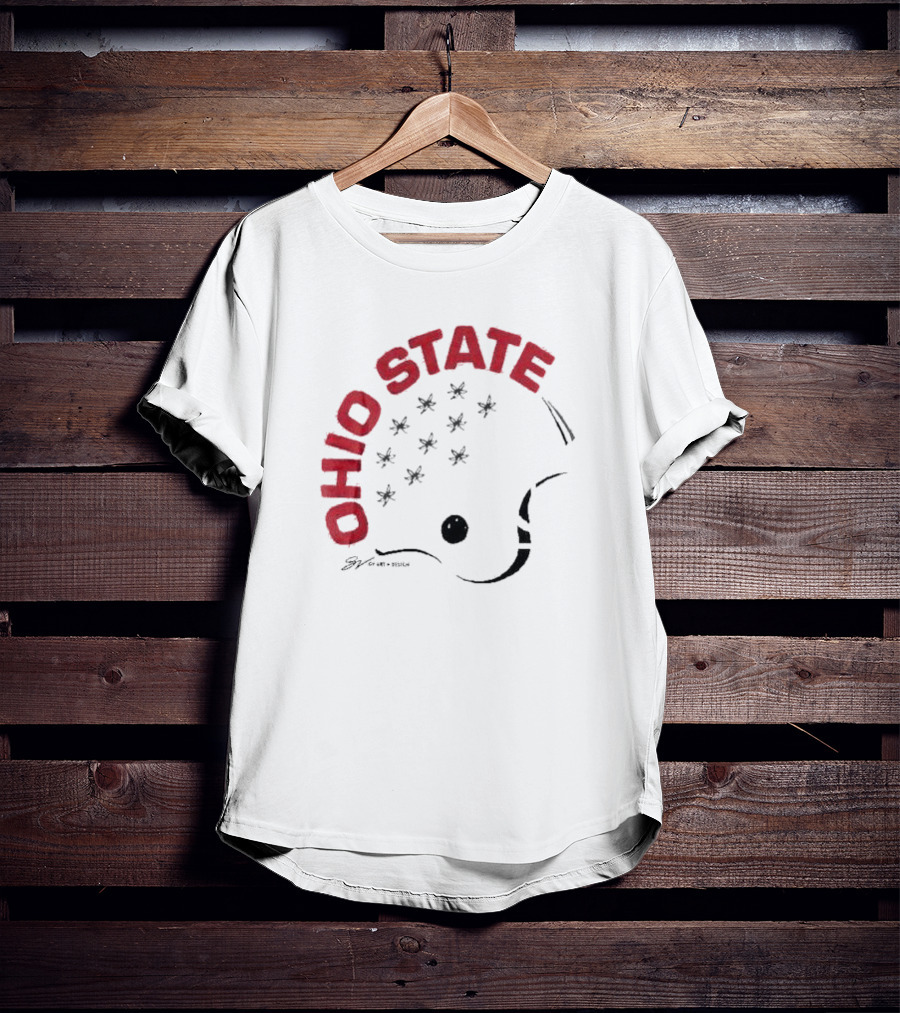 Ohio State Football Helmet Bold Buckeye Leaf T-Shirt