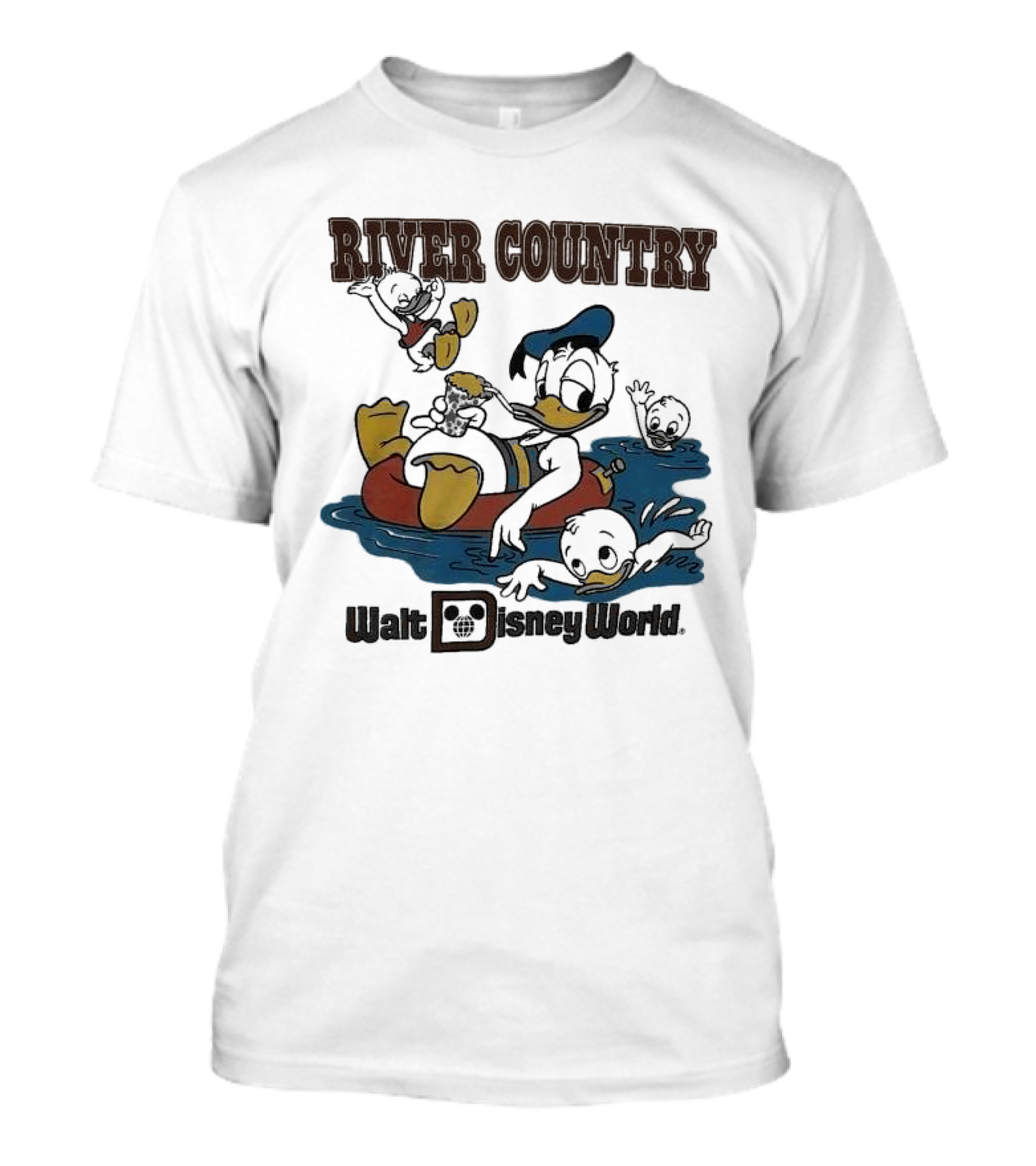 Walt Disney World River Country Duck Characters Floating Scene T-Shirt