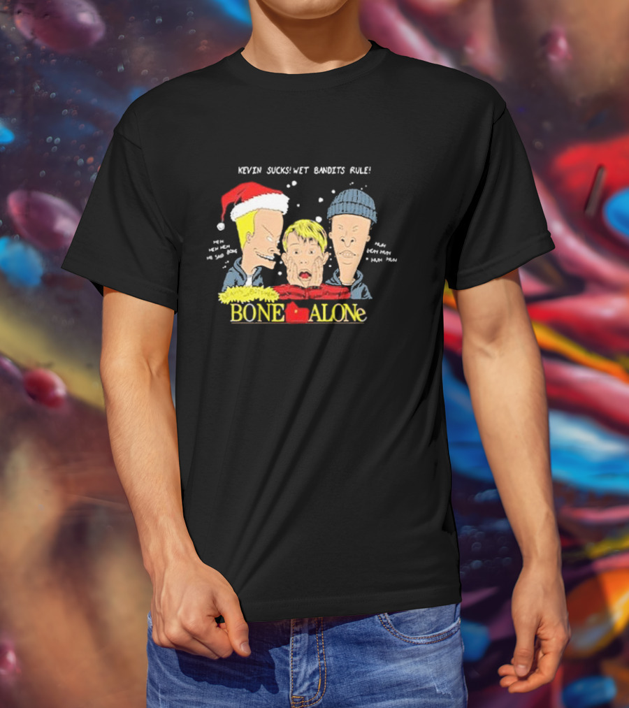 Beavis And Butthead Kevin Sucks Wet Bandits Rule Bone Alone Christmas T-Shirt