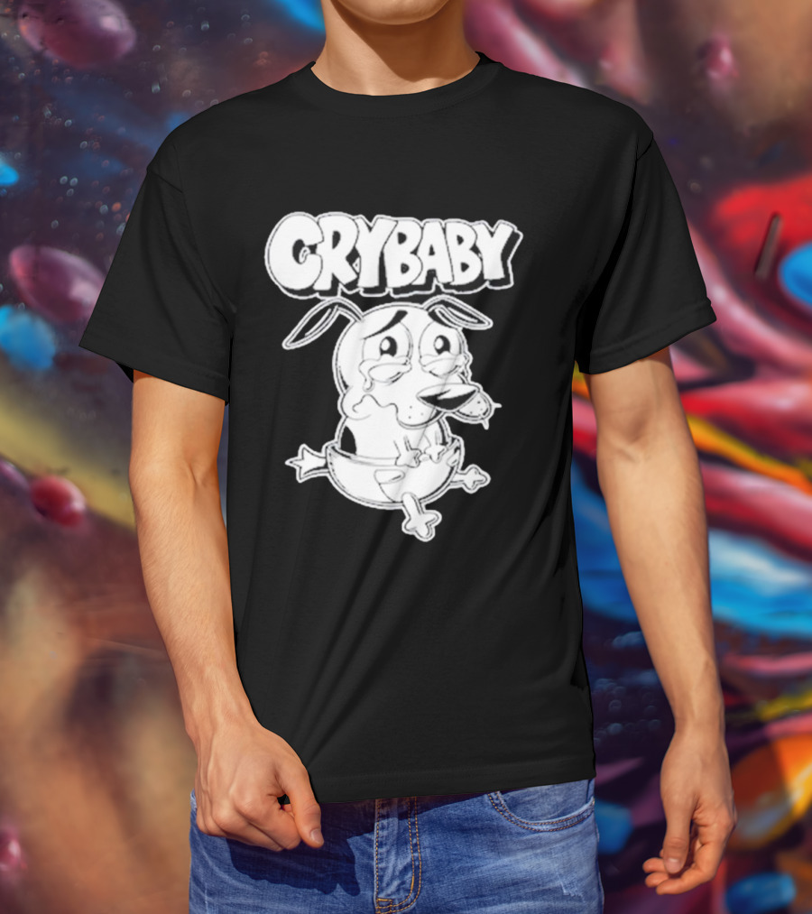 CRYBABY Cartoon Dog Character Large T-Shirt