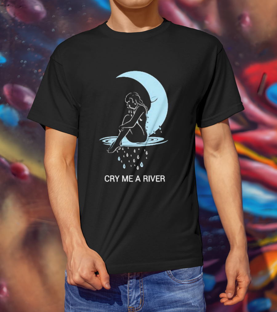 Sean Robinson Cry Me A River Sitting Figure Moon And Water Droplets T-Shirt
