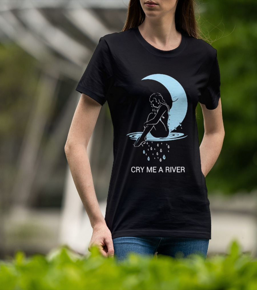Sean Robinson Cry Me A River Sitting Figure Moon And Water Droplets T-Shirt