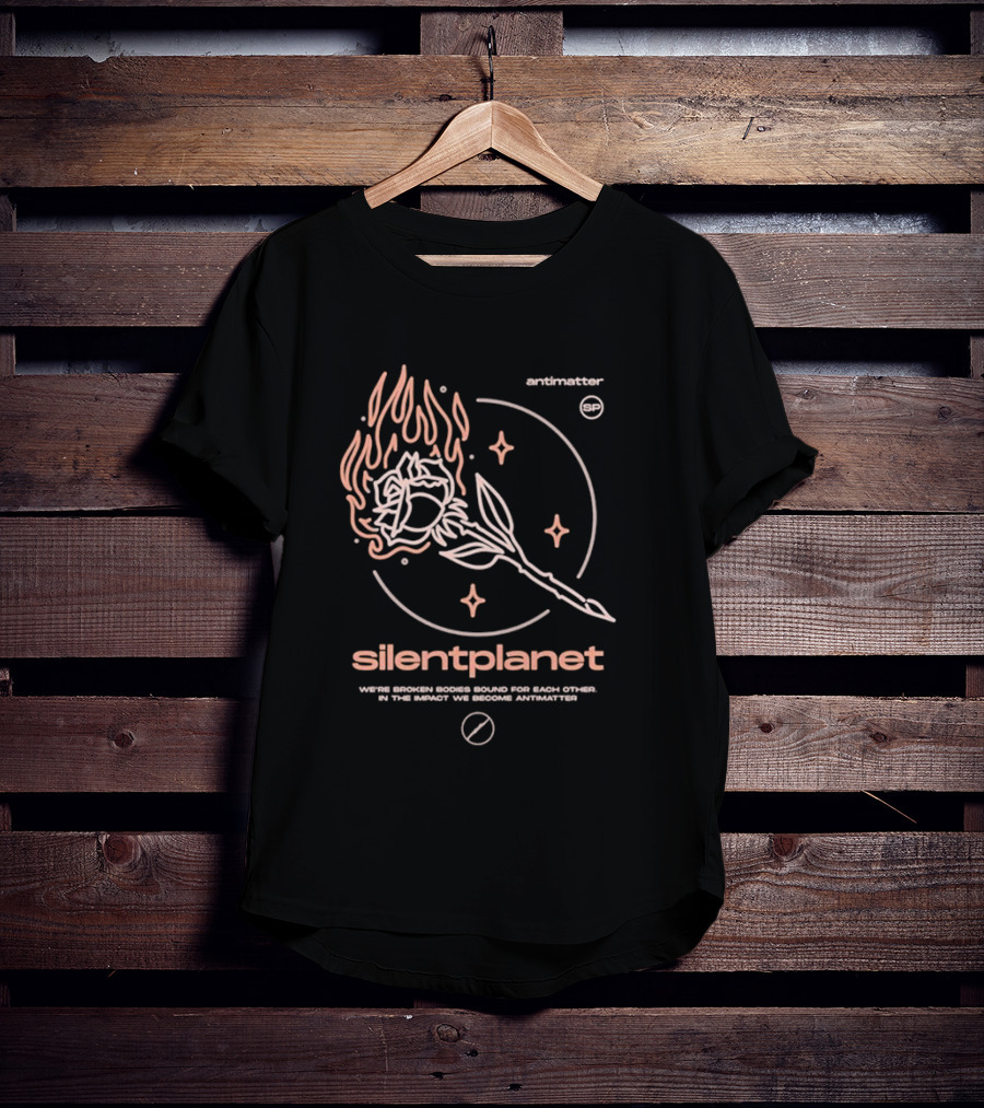 Silent Planet Antimatter Flaming Rose And Stars T-Shirt