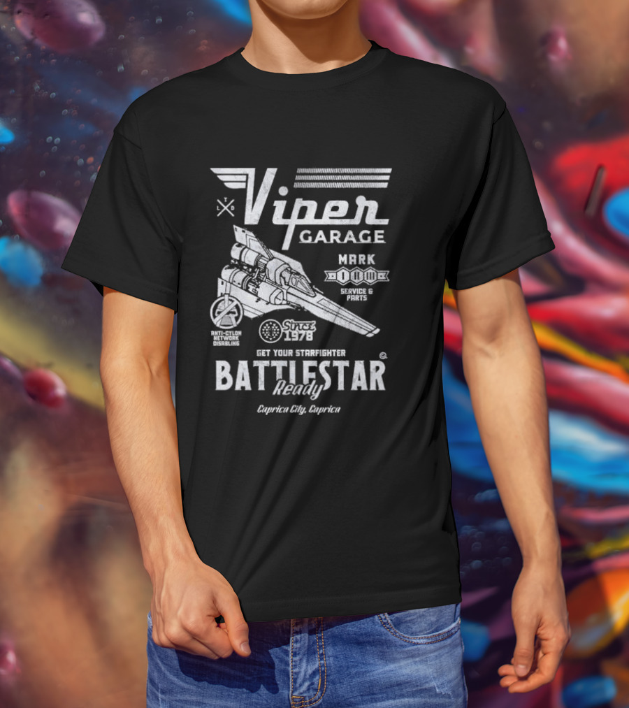 Viper Garage Battlestar Ready Starfighter Service Caprica City Since 1978 T-Shirt