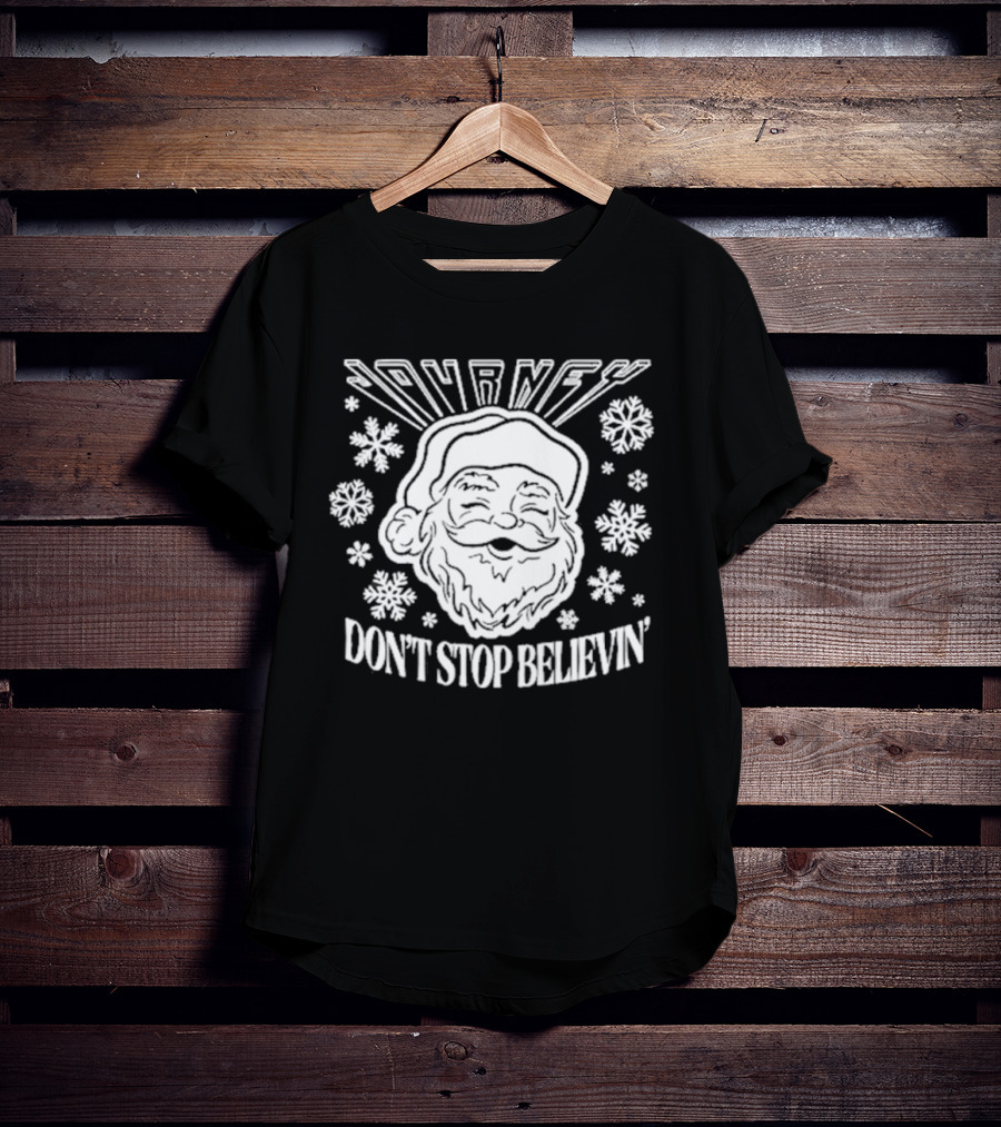 Journey Santa Don't Stop Believin' Snowflakes Holiday Tour T-Shirt