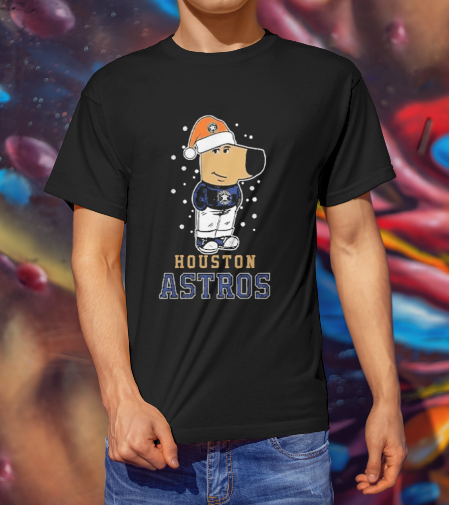 Houston Astros Christmas Santa Dog Mascot T-Shirt