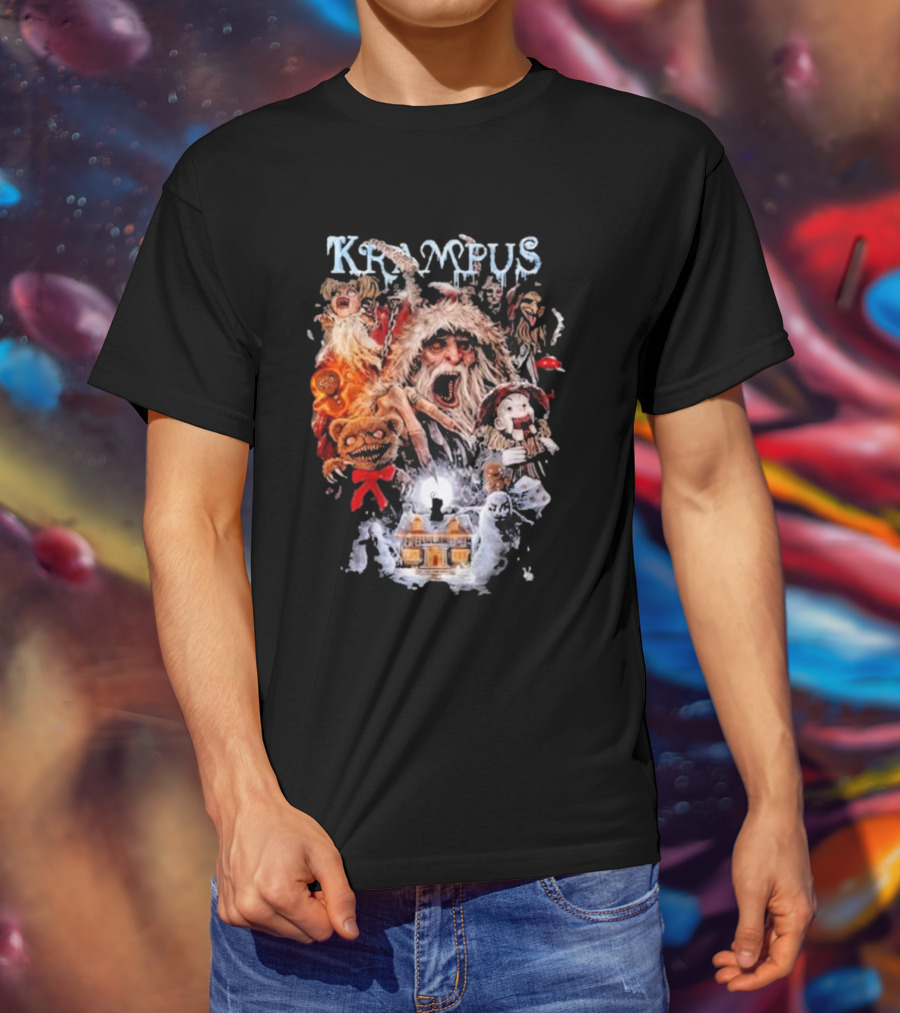 Krampus You Better Watch Out Holiday Horror Icons Christmas Monster Scene T-Shirt
