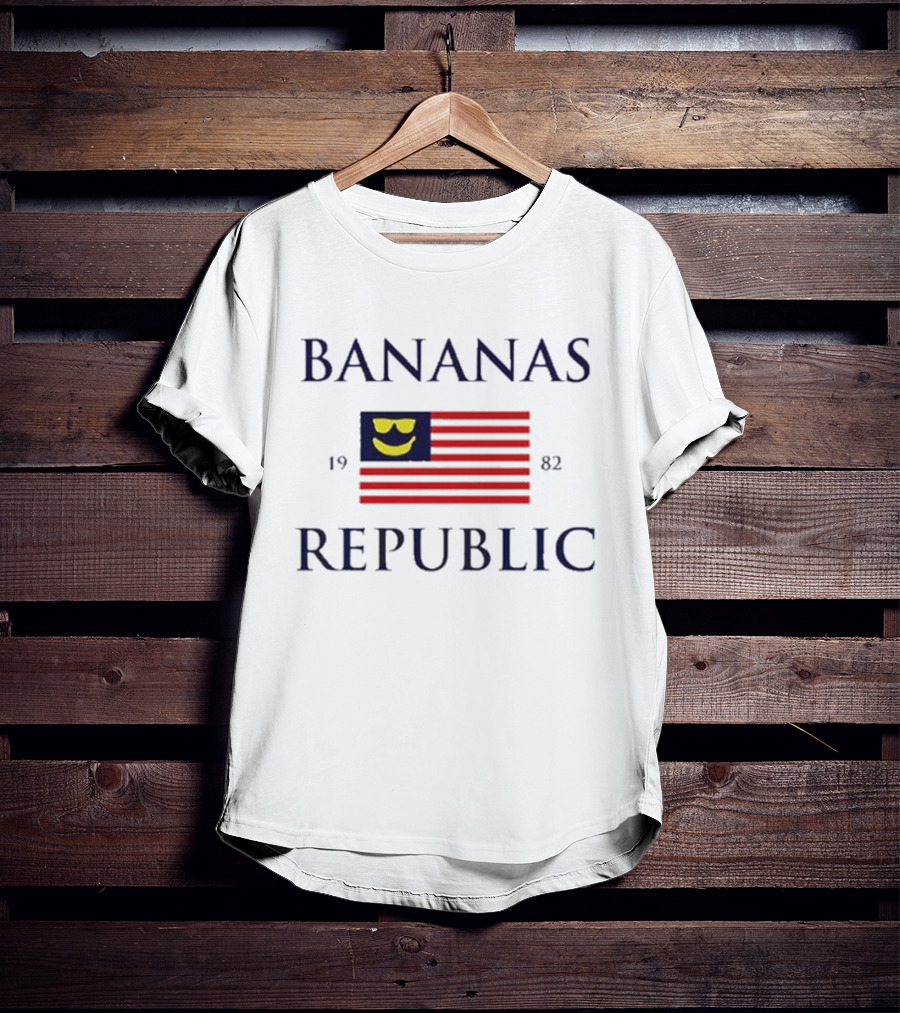 Bananas Republic 1982 Flag With Sunglasses Emoji T-Shirt