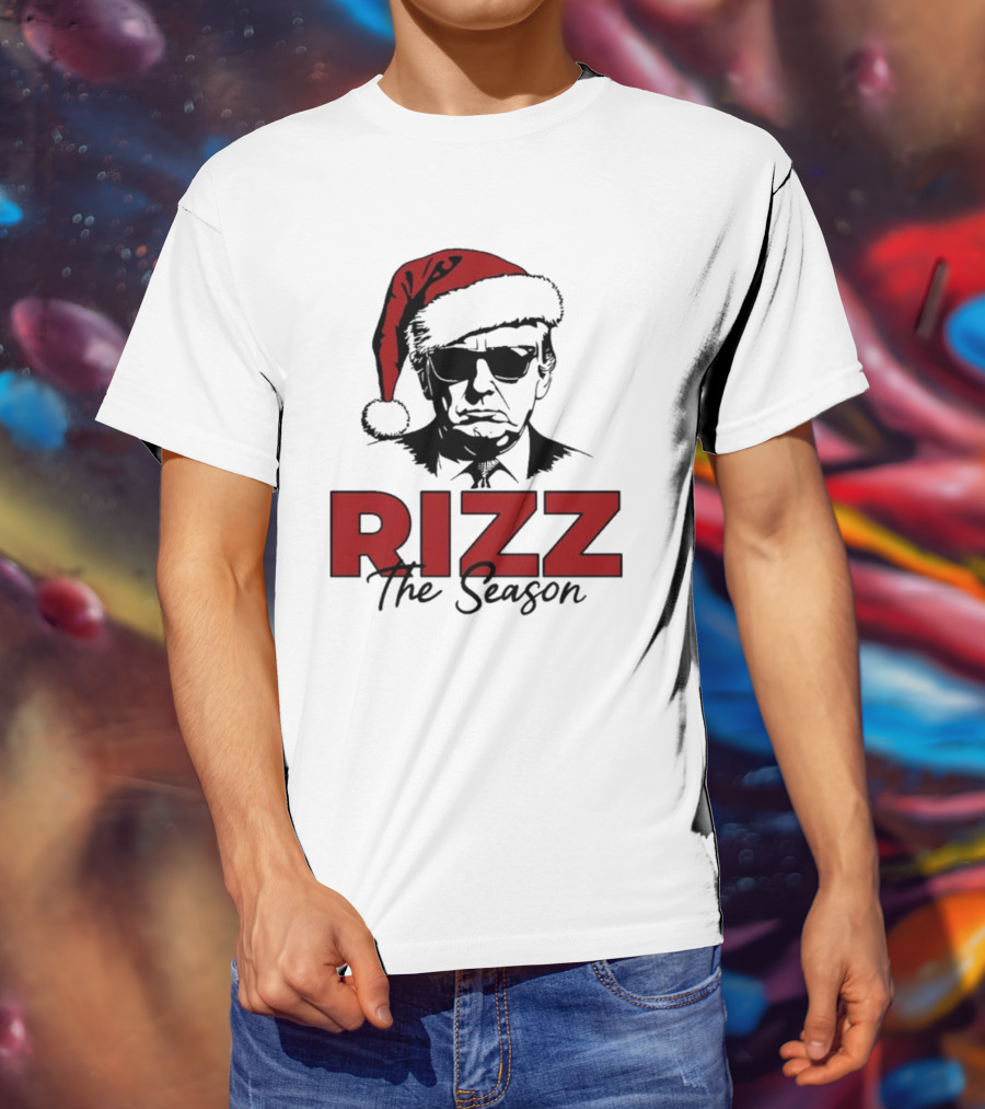 Rizz The Season Santa Hat Sunglasses Christmas T-Shirt