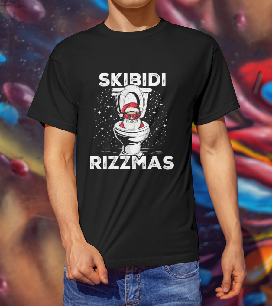 Skibidi Rizzmas Toilet Santa White Elephant Christmas T-Shirt