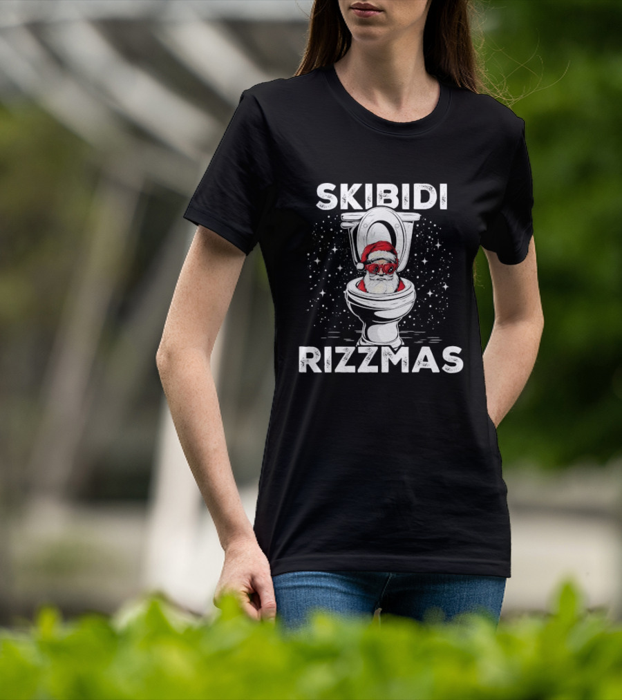 Skibidi Rizzmas Toilet Santa White Elephant Christmas T-Shirt