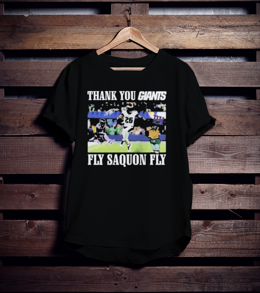 Thank You Giants Fly Saquon Fly 26 Football Jumping Action T-Shirt