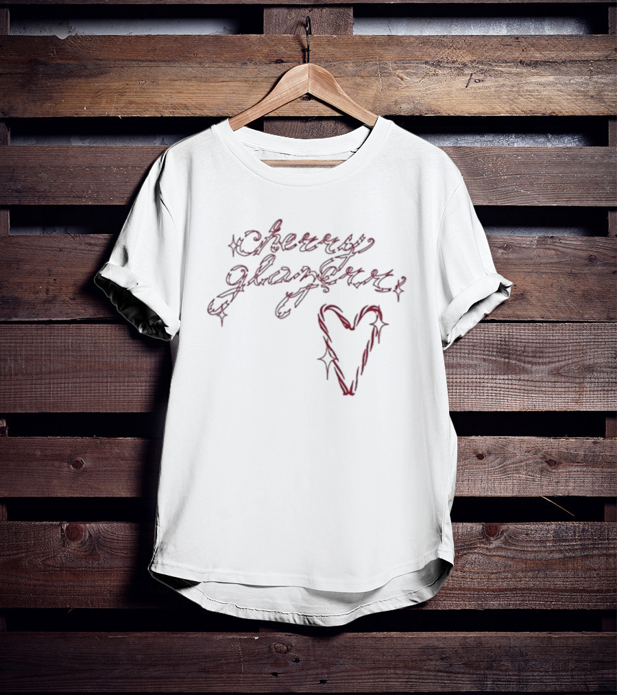 Cherry Glazerr Candy Cane Heart Sparkle Lettering T-Shirt