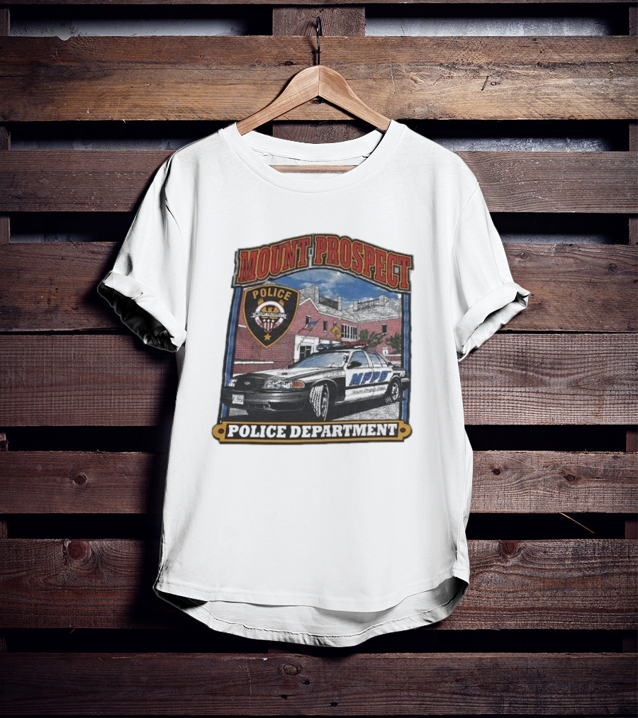 Mount Prospect Police Department Illinois Badge And Patrol Car T-Shirt