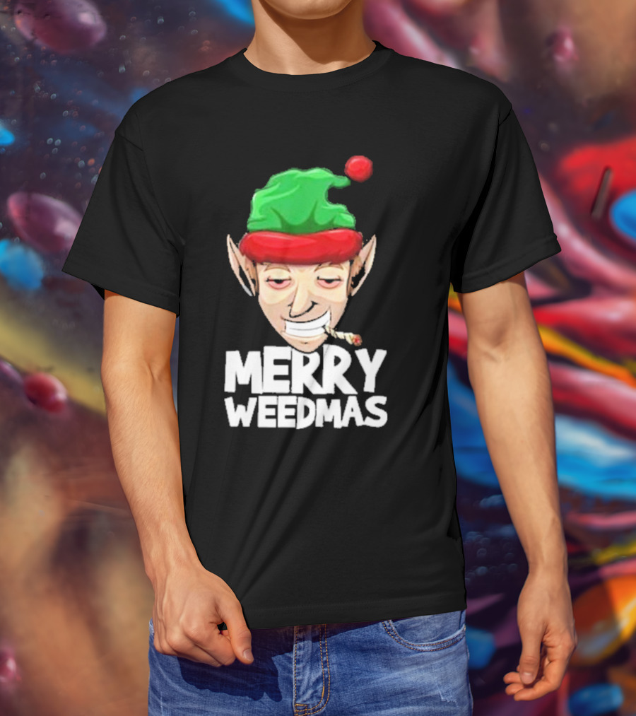 Merry Weedmas Elf Smoking 420 T-Shirt