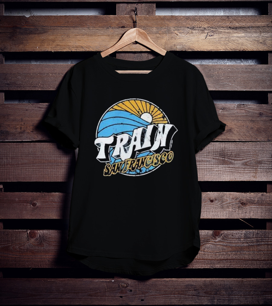 Train San Francisco Sunset Wave Retro T-Shirt