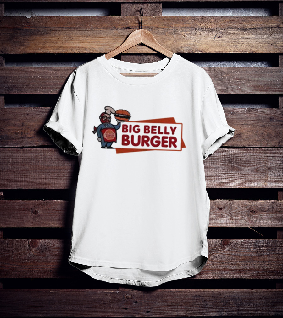 Big Belly Burger Logo With Chef Holding Burger T-Shirt