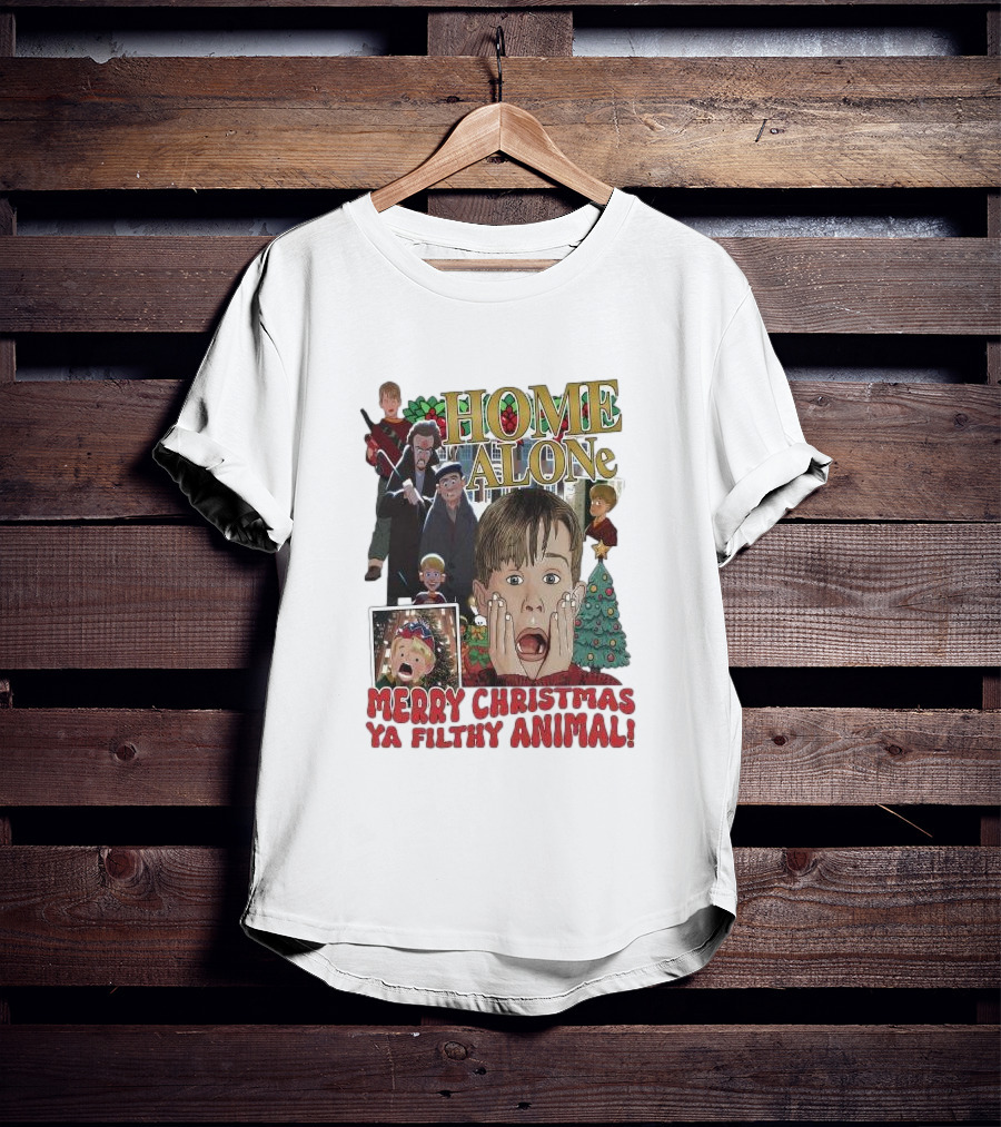 Home Alone Merry Christmas Ya Filthy Animal Kevin McCallister Holiday Movie Collage T-Shirt