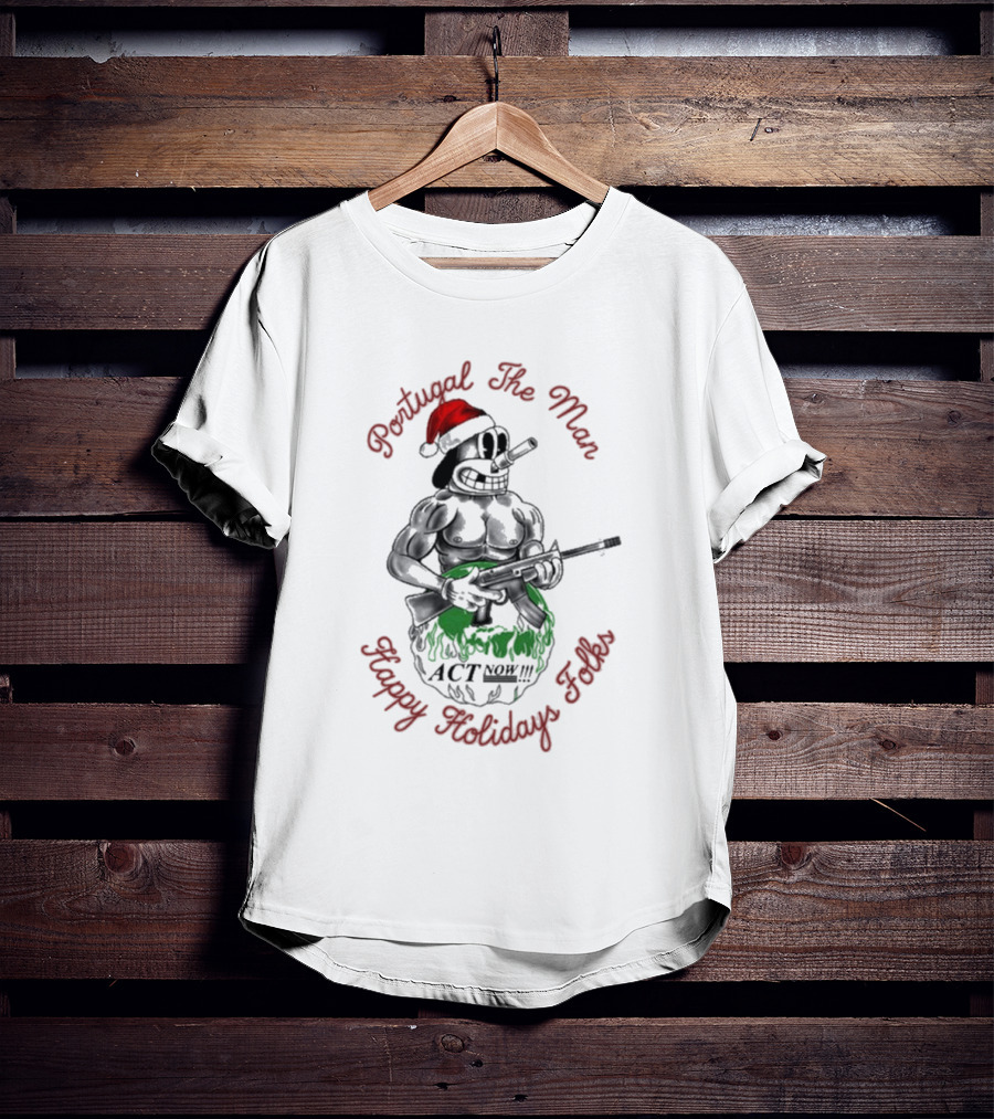 Portugal The Man Happy Holidays Folks Act Now Santa Comic T-Shirt