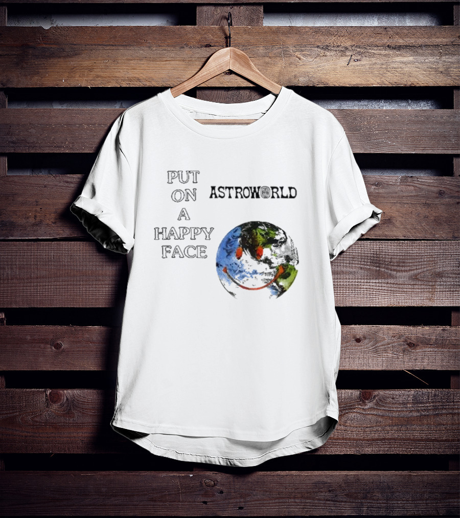 Put On A Happy Face Astroworld Smiley Earth T-Shirt