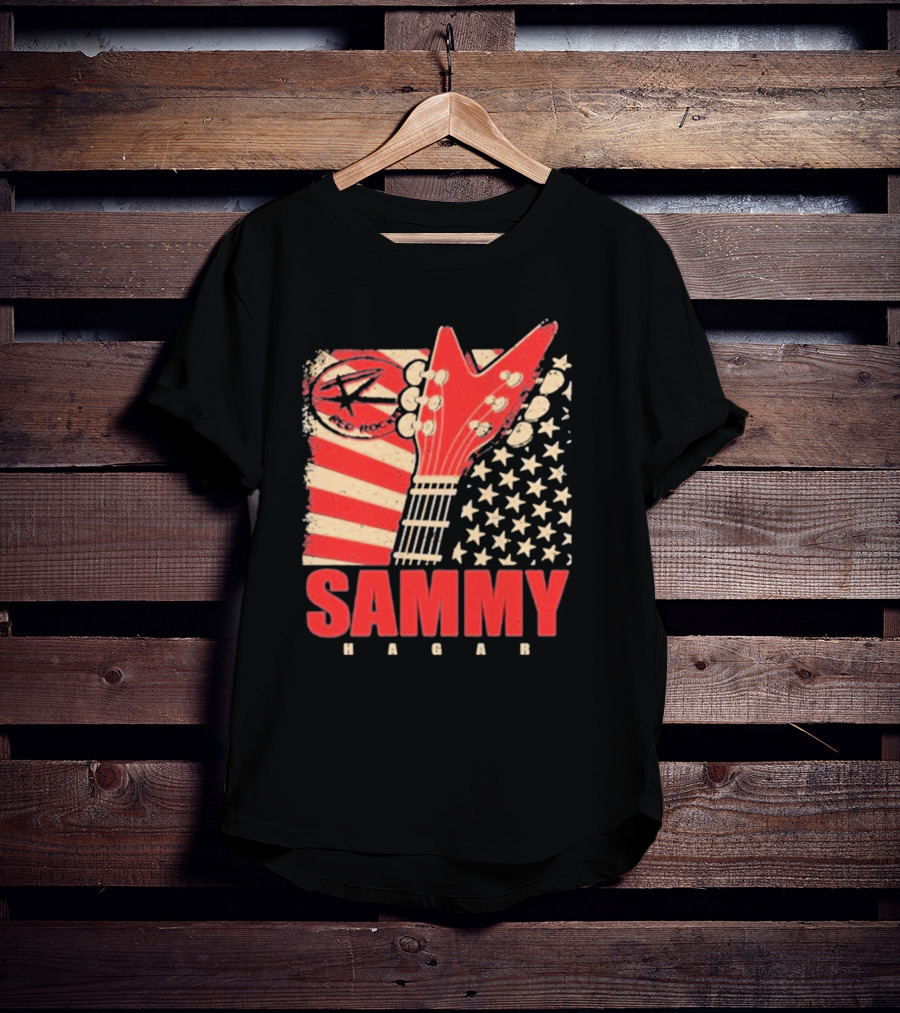 Sammy Hagar Red Rocker American Flag Guitar T-Shirt