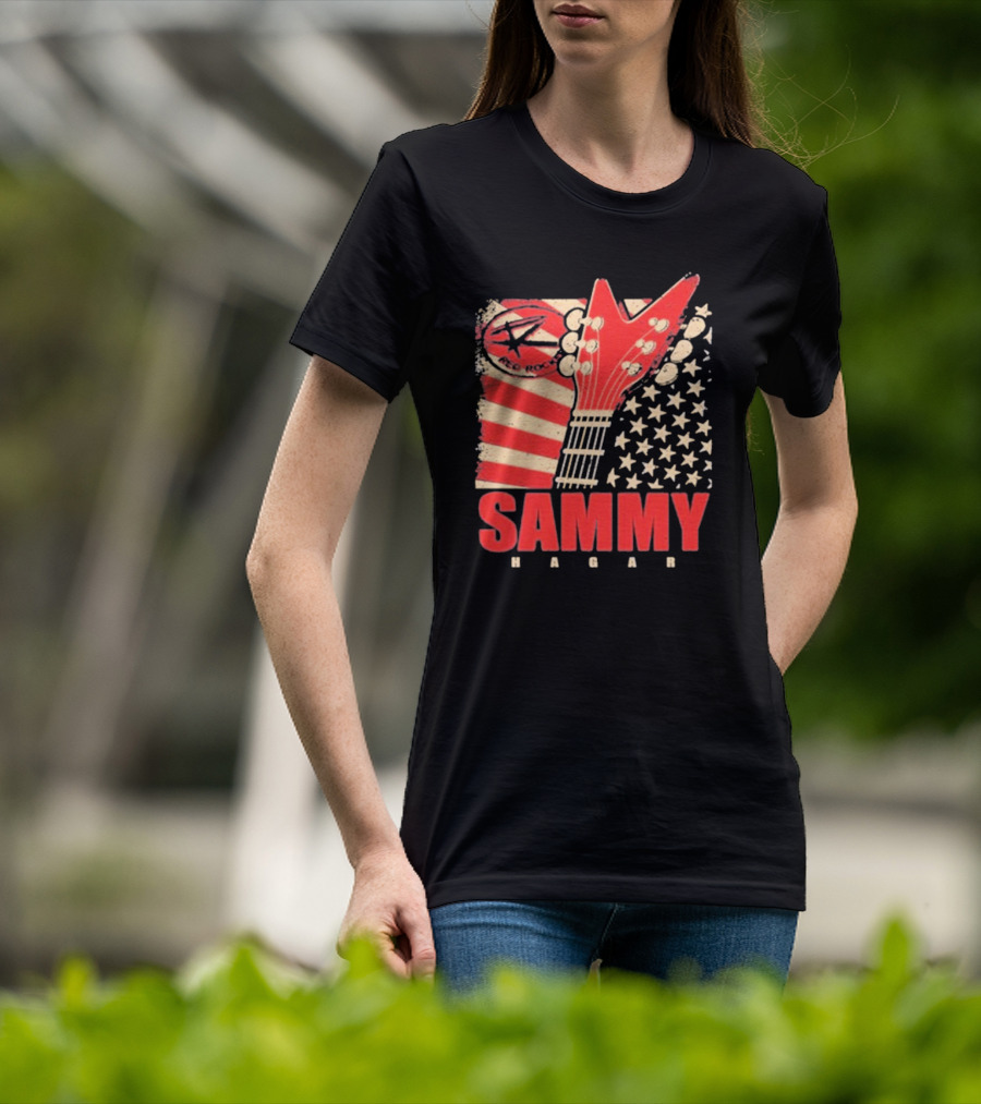 Sammy Hagar Red Rocker American Flag Guitar T-Shirt