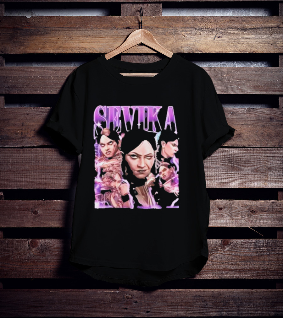 SEVIKA Arane Character Collage Graphic Purple Tones T-Shirt