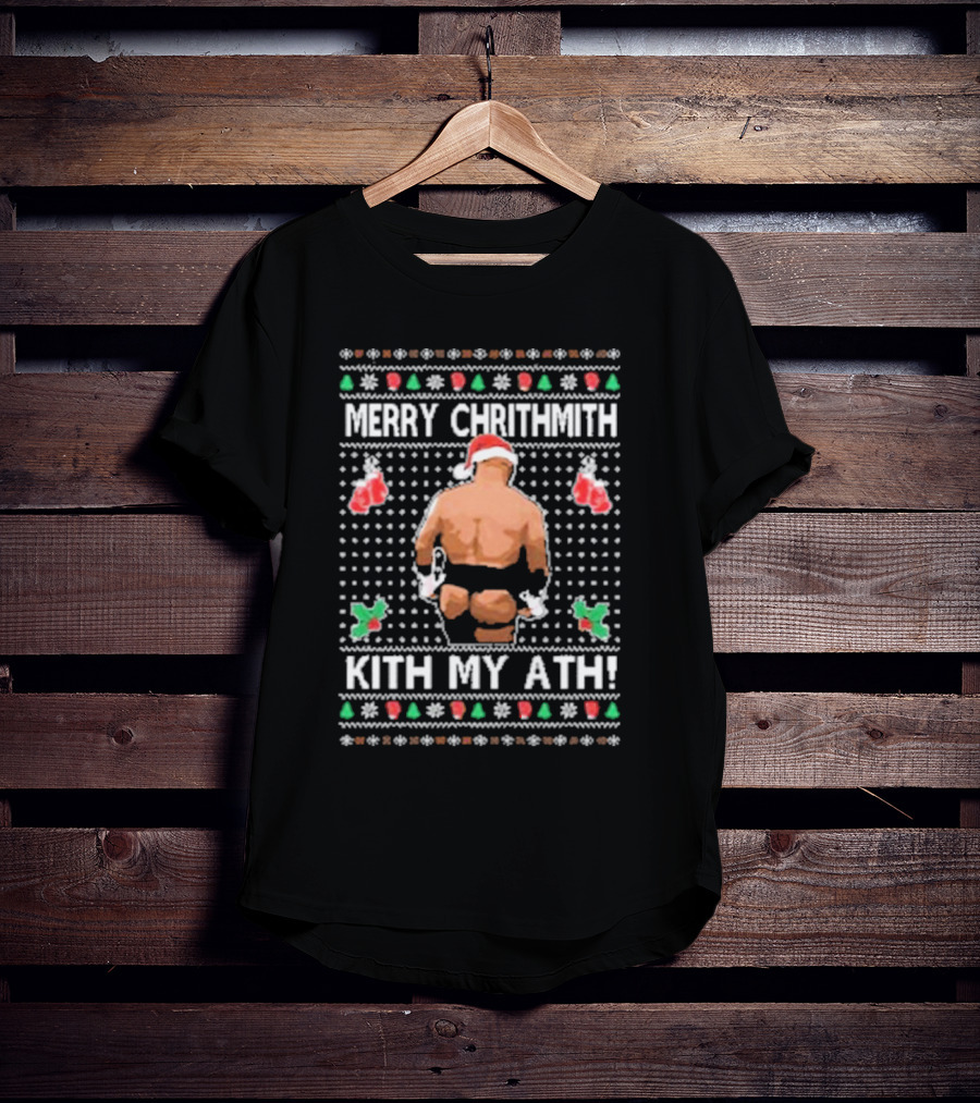Merry Chrithmith Kith My Ath Mike Tyson Santa Boxing Christmas T-Shirt