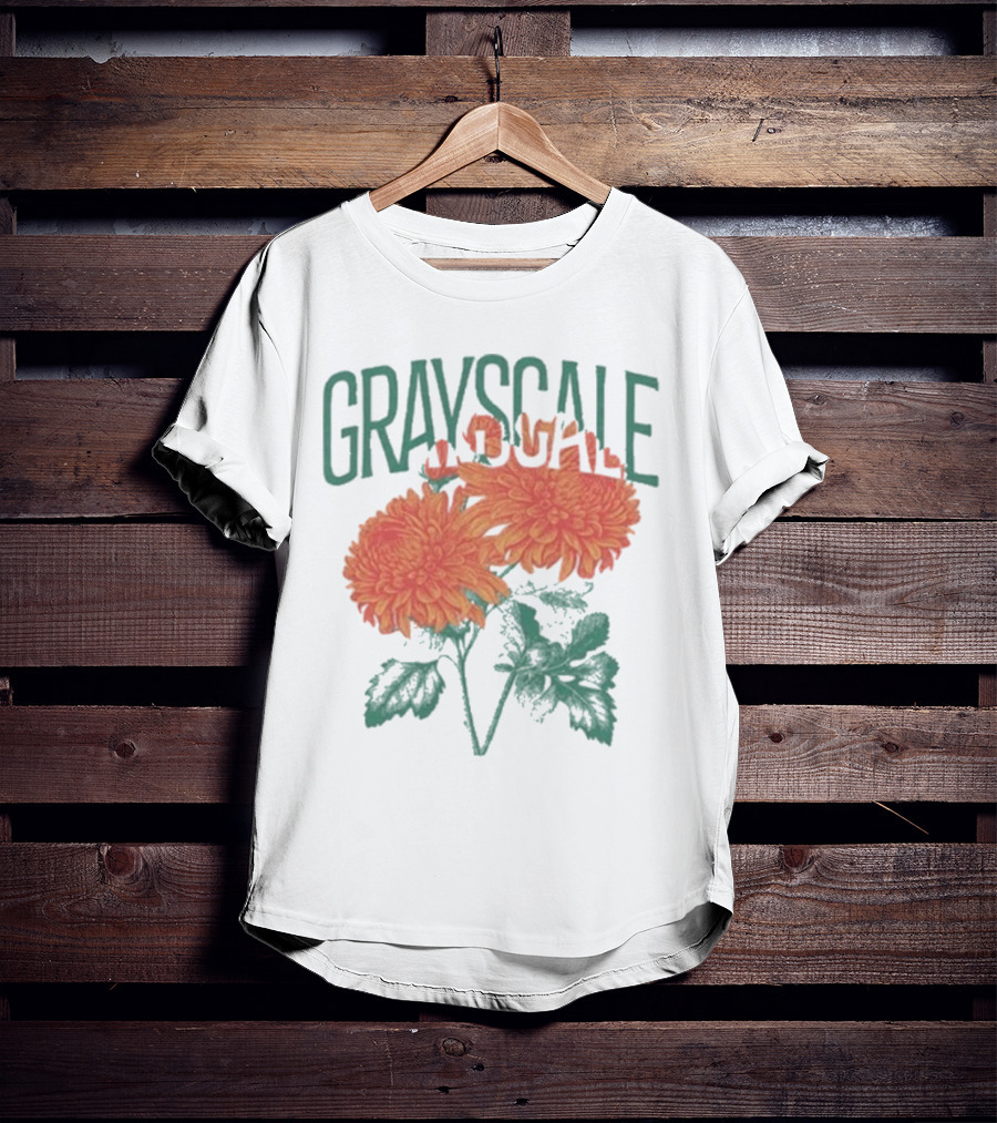 Grayscale Vintage Flower Logo T-Shirt