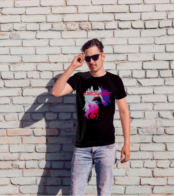 Celldweller The Sentinel Neon Abstract Portrait With Geometric Accent T-Shirt