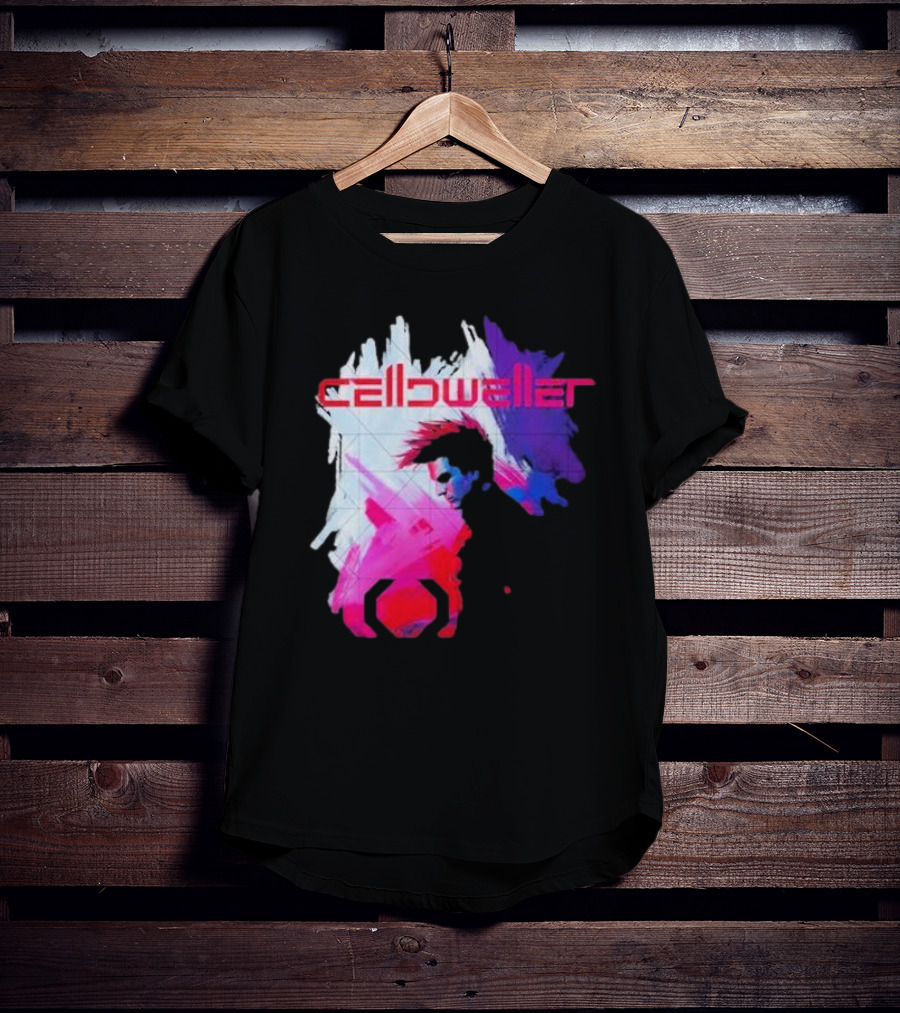 Celldweller The Sentinel Neon Abstract Portrait With Geometric Accent T-Shirt