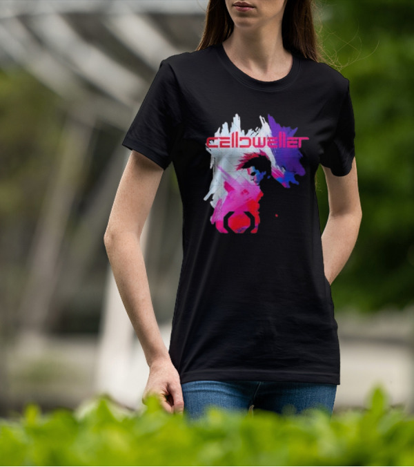 Celldweller The Sentinel Neon Abstract Portrait With Geometric Accent T-Shirt