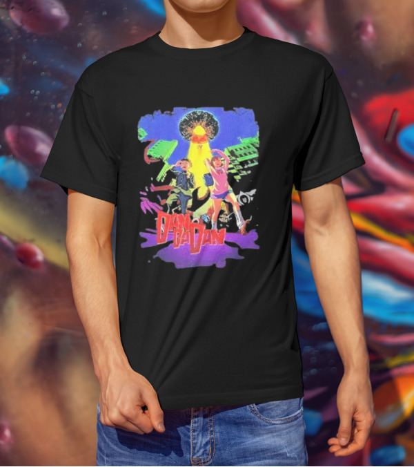 Dan Da Dan Manga Anime UFO Adventure Neon Colors T-Shirt