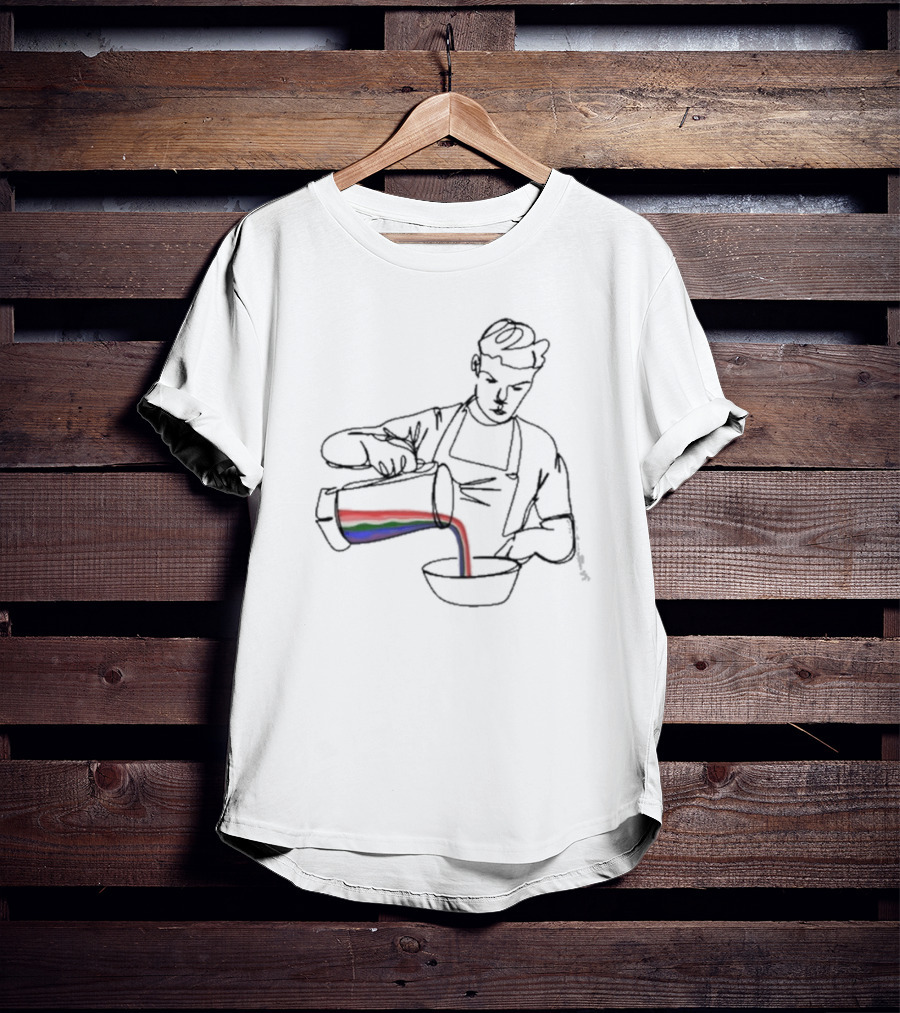 Will Poulter Pouring Rainbow Beverage Into Bowl The Bear Charity T-Shirt