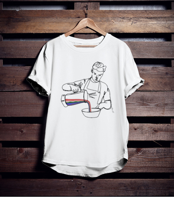 Will Poulter Pouring Rainbow Beverage Into Bowl The Bear Charity T-Shirt