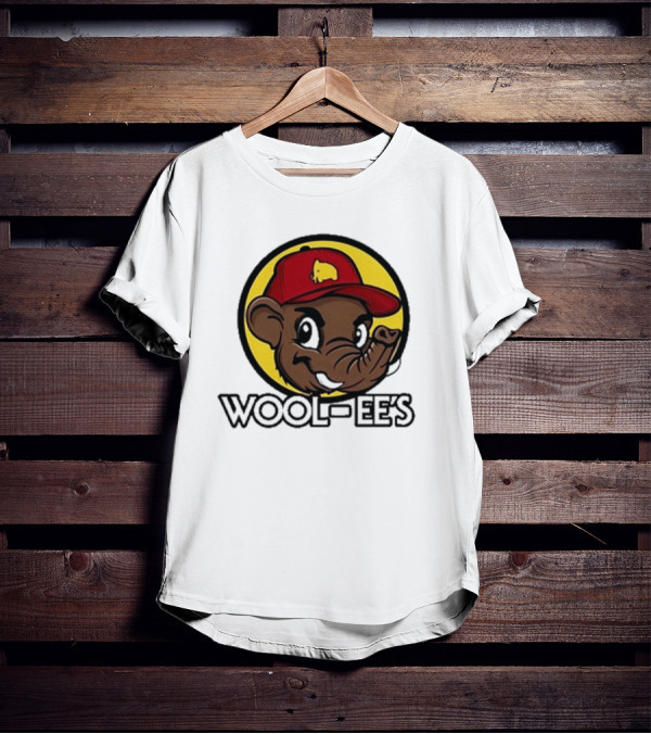 WOOLI WOOL-EES WOOL-EE'S RED CAP HAPPY ELEPHANT ICON YELLOW BACKGROUND T-Shirt