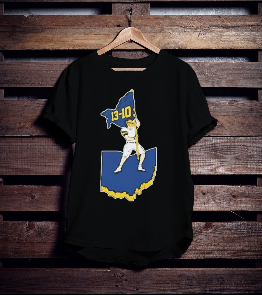 13-10 Michigan Flag Football Victory Over Ohio Outline T-Shirt