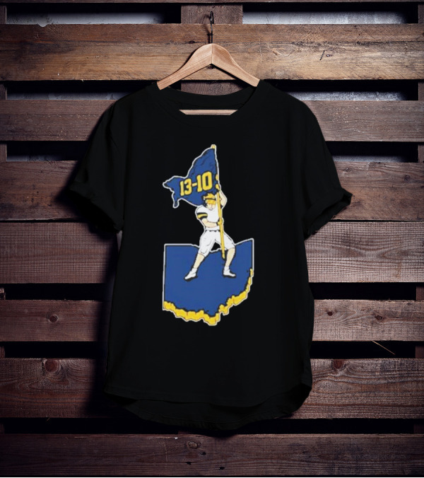 13-10 Michigan Flag Football Victory Over Ohio Outline T-Shirt