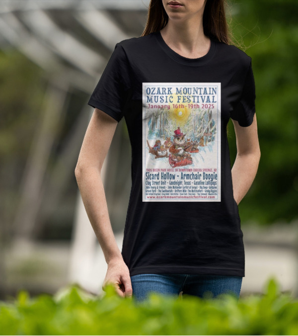 Ozark Mountain Music Festival January 16-19 2025 Eureka Springs AR Featuring Sicard Hollow And Armchair Boogie T-Shirt