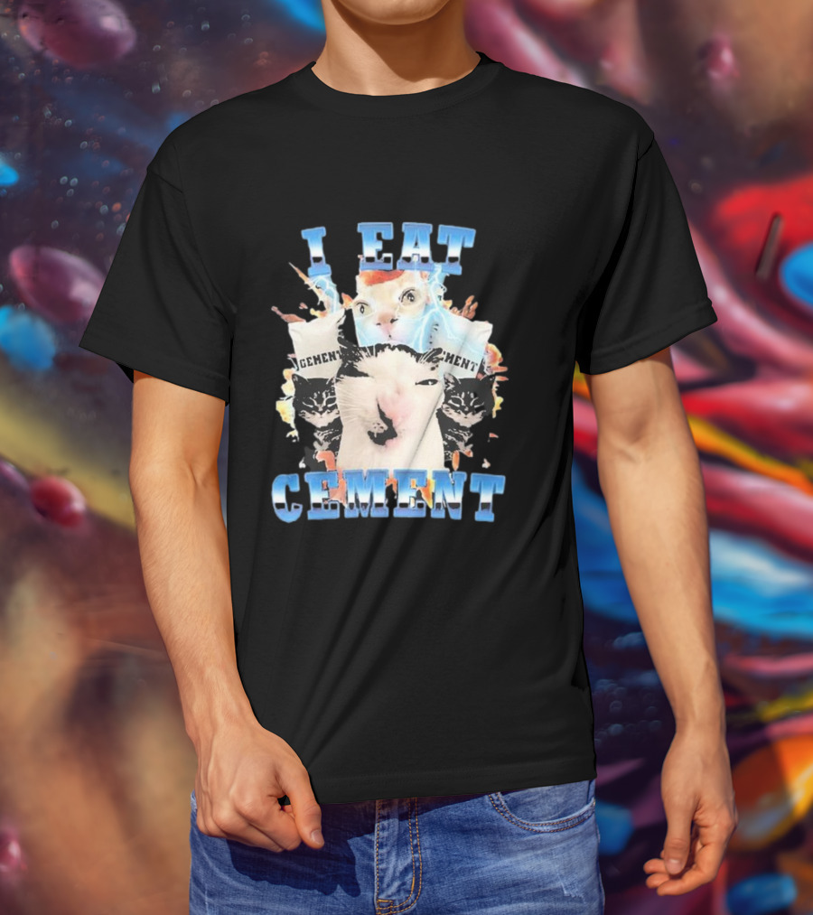 I Eat Cement Exploding Cat Faces T-Shirt