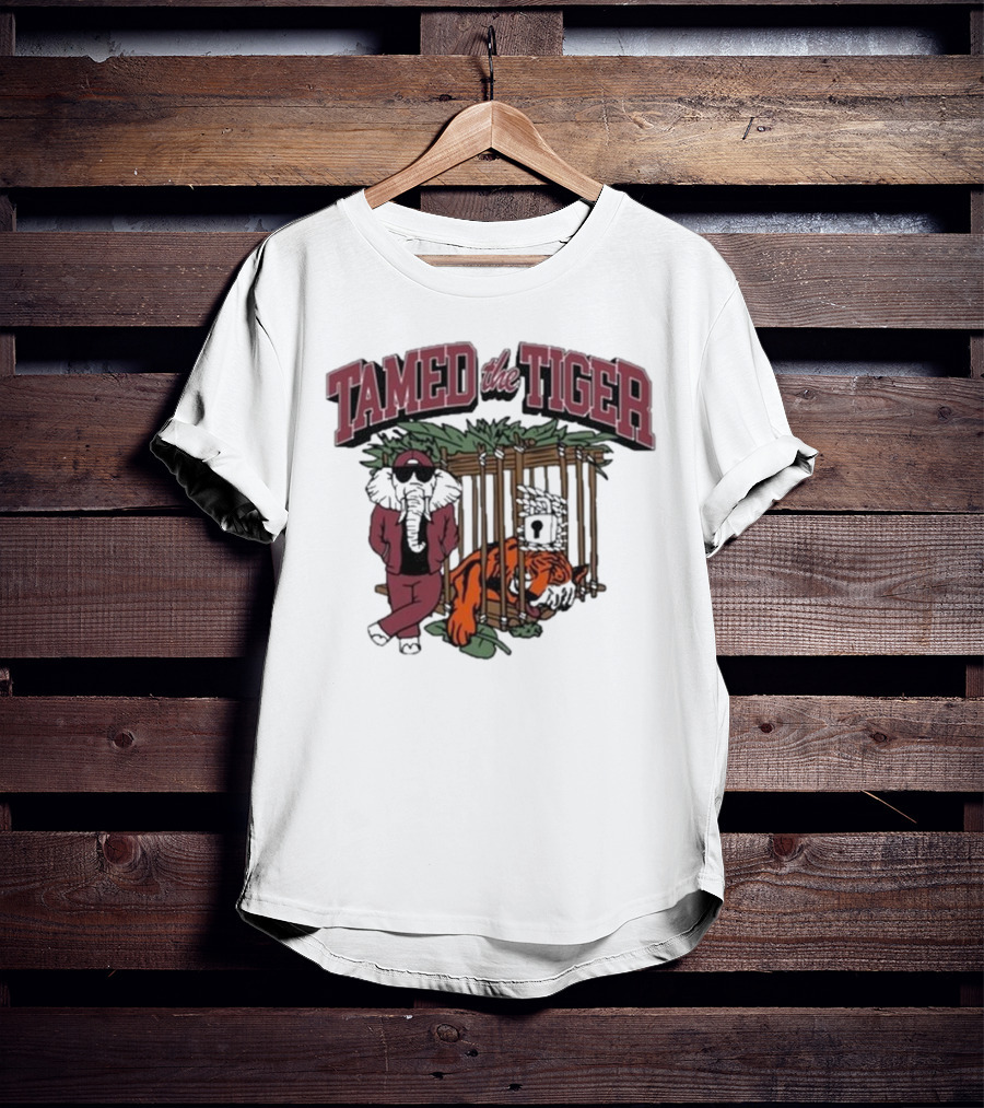 Tamed The Tiger Alabama Football Rivalry Elephant And Caged Tiger T-Shirt
