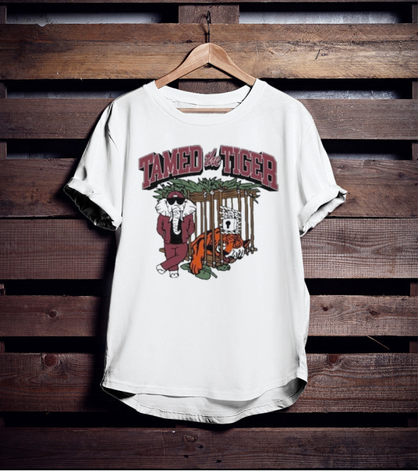 Tamed The Tiger Alabama Football Rivalry Elephant And Caged Tiger T-Shirt
