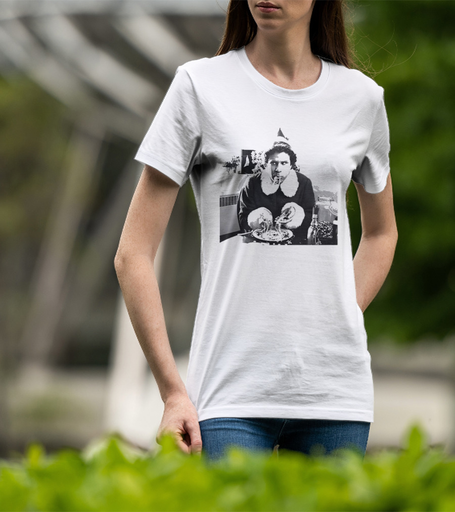 Elf Eating Spaghetti Christmas T-Shirt