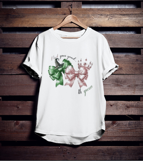 Wicked Pink Goes Good With Green Bows Crown Hat T-Shirt