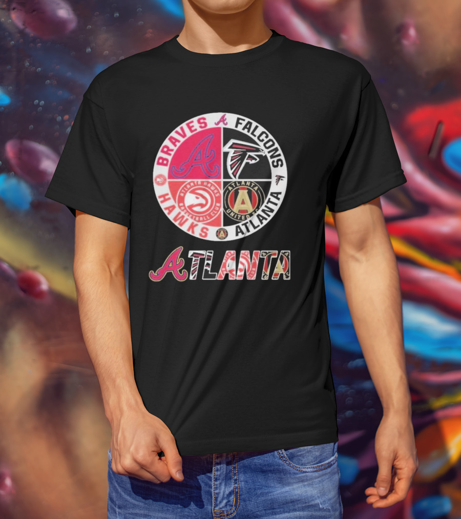Atlanta Braves Falcons Hawks United FC Logos T-Shirt