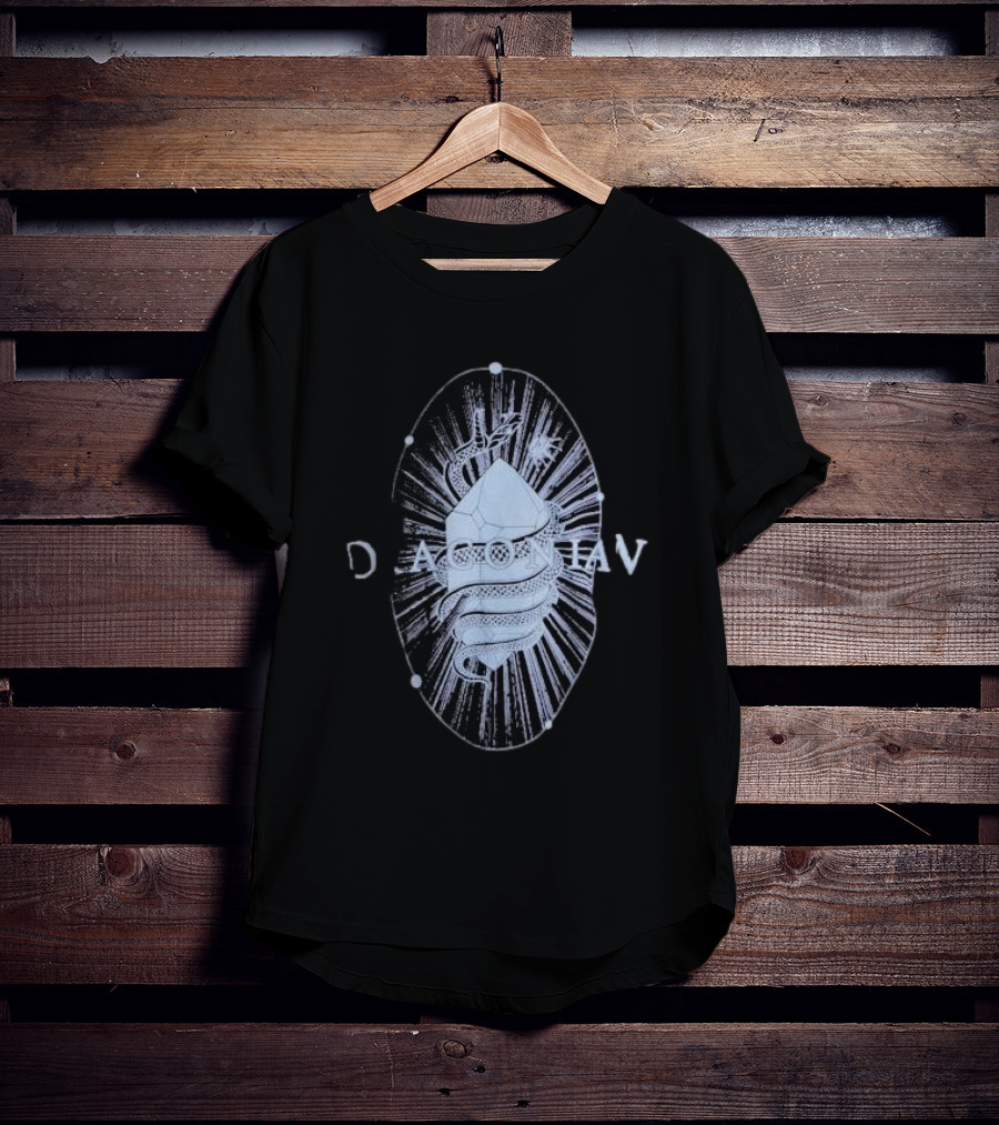 Draconian Snake Emerging From Geometric Shield With Radiant Energy T-Shirt