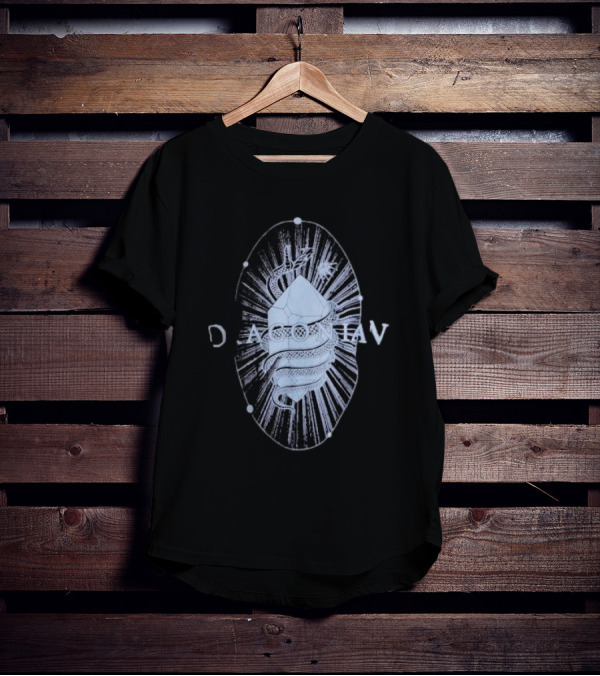 Draconian Snake Emerging From Geometric Shield With Radiant Energy T-Shirt